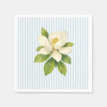 Fleur de Magnolia Mariage personnalisé Rayure bleu