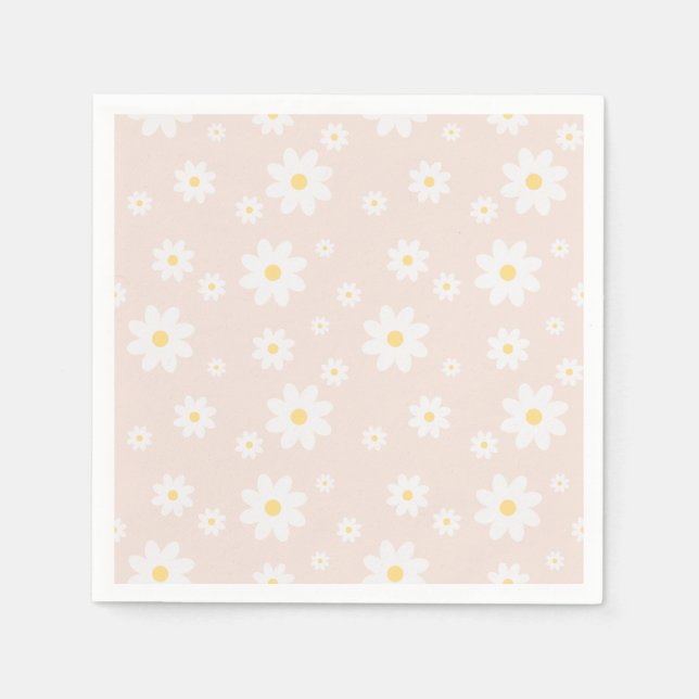Serviette En Papier Fleur de marguerite blanche classique (Devant)