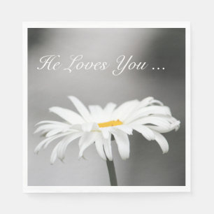 Serviette En Papier Fleur de marguerite blanche simple