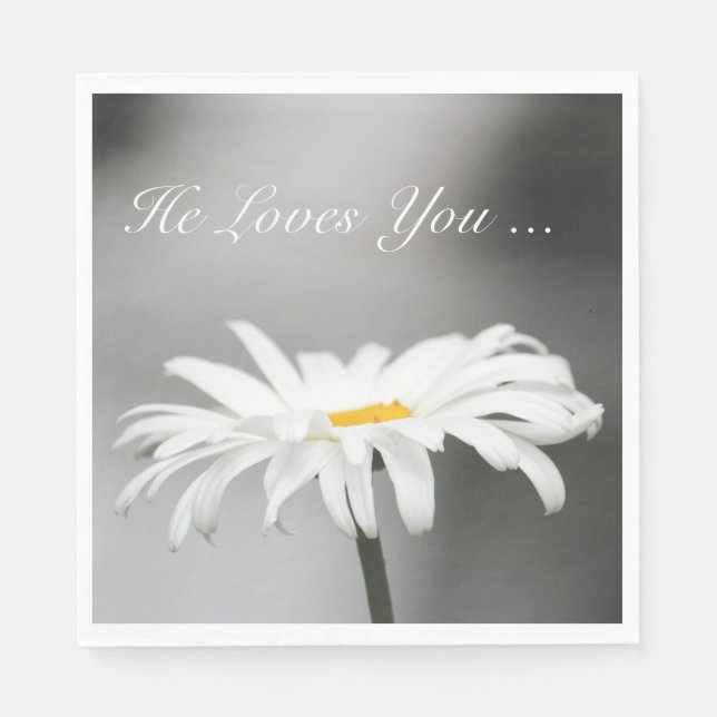 Serviette En Papier Fleur de marguerite blanche simple (Devant)