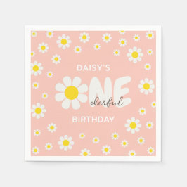 Serviette En Papier Fleur de marguerite rose vif 1er anniversaire