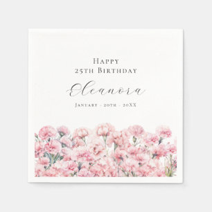 Serviette En Papier Fleur de naissance Carnation rose 25e Anniversaire