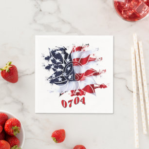 Serviette En Papier Fleur de paix patriotique 4 juillet barbecue