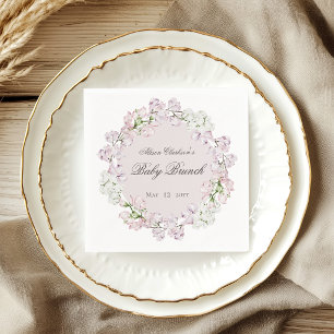 Serviette En Papier Fleur de Pois de Senteur bébé brunch élégant Rond