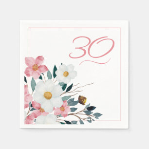 Serviette En Papier Fleur de Rose Poussiéreuse 30e Anniversaire