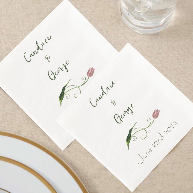 Serviette En Papier Fleur de tulipe rose (Créateur téléchargé)