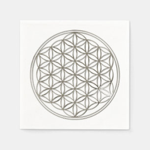 Serviette En Papier Fleur de vie / Blume des Lebens - ARGENT
