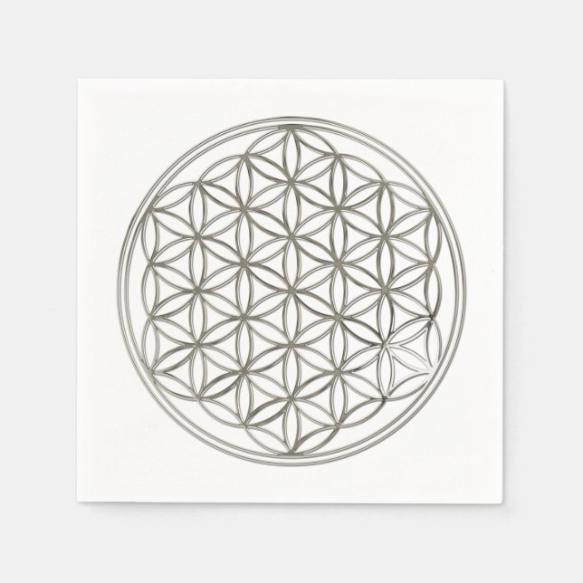 Serviette En Papier Fleur de vie / Blume des Lebens - ARGENT (Devant)