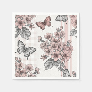 Serviette En Papier Fleur d'élégant papillon (1)