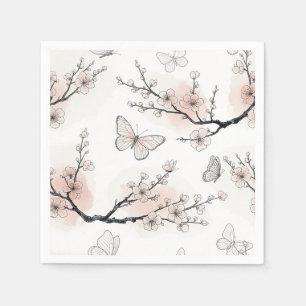 Serviette En Papier Fleur d'élégant papillon (10)