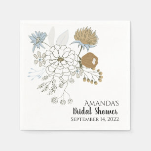 Serviette En Papier Fleur d'été bleu clair gris tan
