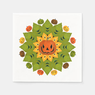 Serviette En Papier Fleur d'Halloween Jack-O-Lantern Citrouille