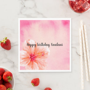 Serviette En Papier Fleur d'Hibiscus de Pêche rose Tropical