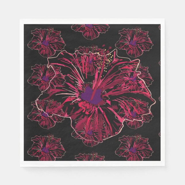 Serviette En Papier Fleur d'Hibiscus rouge (Devant)