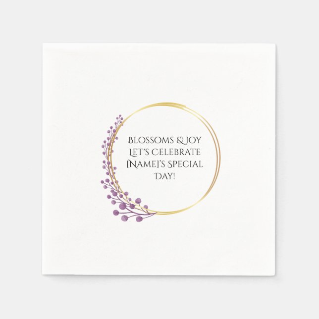 Serviette En Papier Fleur d'or Fleur d'anniversaire (Devant)