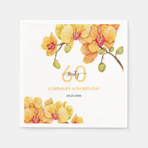 Serviette En Papier Fleur d'orchidée jaune Anniversaire botanique
