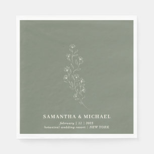 Serviette En Papier Fleur Élégant Vert Sauge Table Mariage Indie