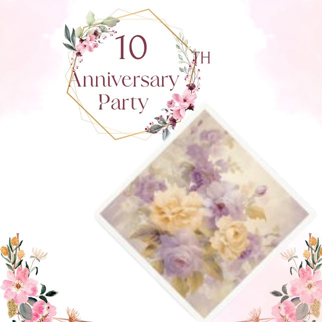 Serviette En Papier Fleur florale violette et jaune (Créateur téléchargé)