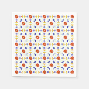 Serviette En Papier Fleur folk Art Neon Motif géométrique