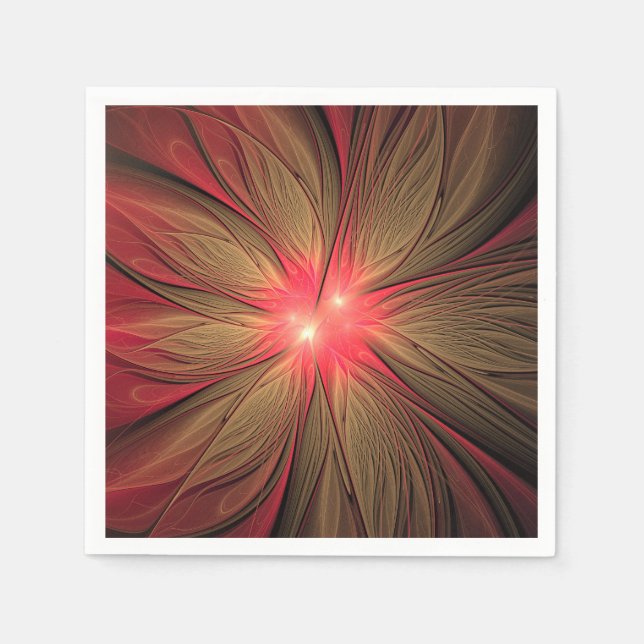 Serviette En Papier Fleur fractale de fansy rouge (Devant)