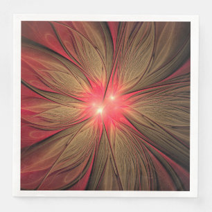 Serviette En Papier Fleur fractale de fansy rouge