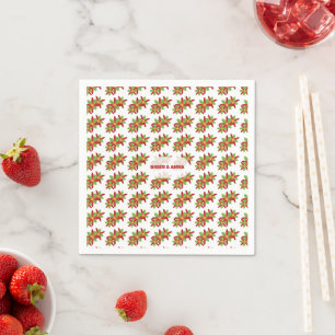 Serviette En Papier Fleur géométrique moderne rouge et verte