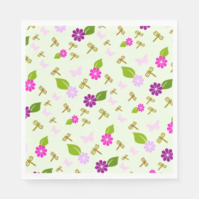 Serviette En Papier Fleur Jardin Dragonfly Papier Naples Vaisselle (Devant)