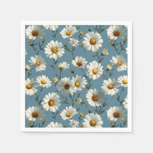 Serviette En Papier Fleur marguerite en bleu incomparable