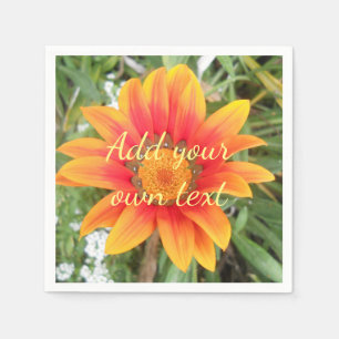 Serviette En Papier Fleur orange simple texte personnalisé