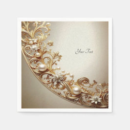 Serviette En Papier Fleur Ornementale Dorée