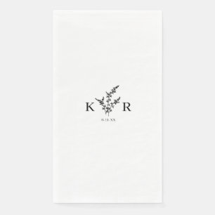 Serviette En Papier Fleur personnalisée avec monogramme de mariage gra