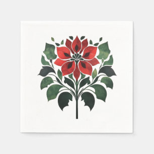 Serviette En Papier Fleur Poinsettia