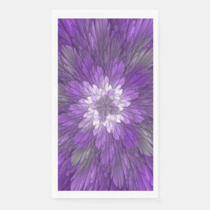 Serviette En Papier Fleur psychédélique violette Abstraite Fractal Art