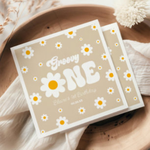 Serviette En Papier Fleur Retro Daisy Super Un 1er anniversaire
