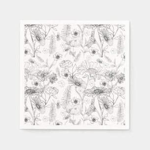 Serviette En Papier Fleur rose de marguerite noire et blanche