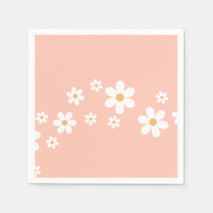 Serviette En Papier Fleur rose de marguerite rétro
