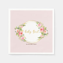 Fleur rose et or baby shower fille bébé
