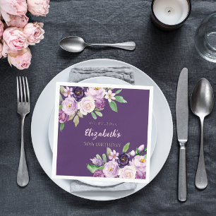 Serviette En Papier Fleur rose lavande violette anniversaire