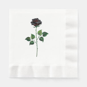 Serviette En Papier Fleur rose noire
