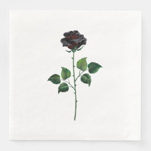 Serviette En Papier Fleur rose noire