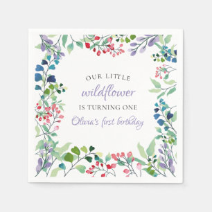 Serviette En Papier Fleur sauvage aquarelle fleurie premier anniversai