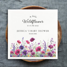 Serviette En Papier Fleur sauvage, Baby shower à fleurs violettes