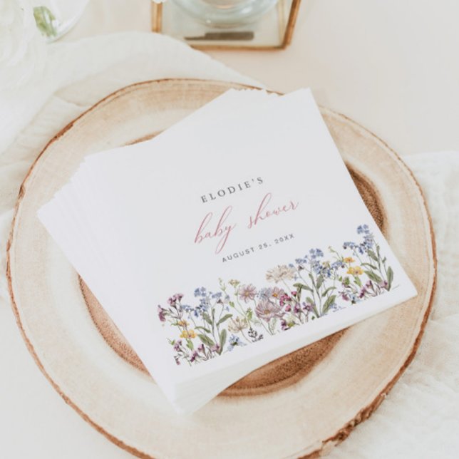 Serviette En Papier Fleur sauvage Baby shower Papier Naples Floral Gir (Créateur téléchargé)