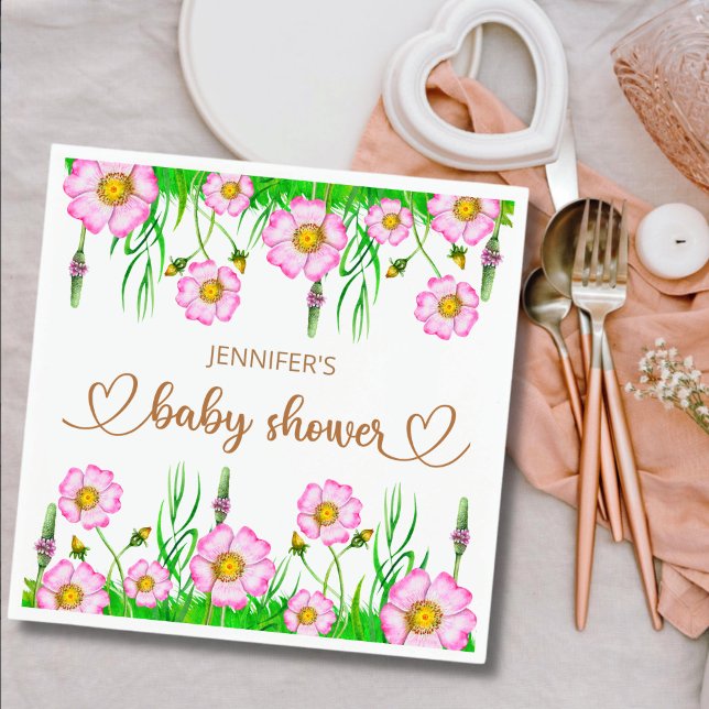 Serviette En Papier Fleur sauvage bébé en baby shower fleuri (Créateur téléchargé)