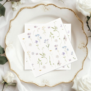 Serviette En Papier Fleur sauvage bleu Floral élégant Baby Boy douche