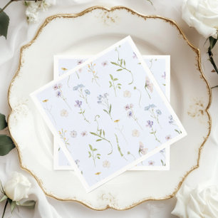 Serviette En Papier Fleur sauvage bleu Floral élégant Baby Boy douche