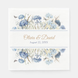 Serviette En Papier Fleur sauvage bleu français Mariage de pré-