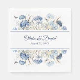 Serviette En Papier Fleur sauvage bleu français Mariage de pré-