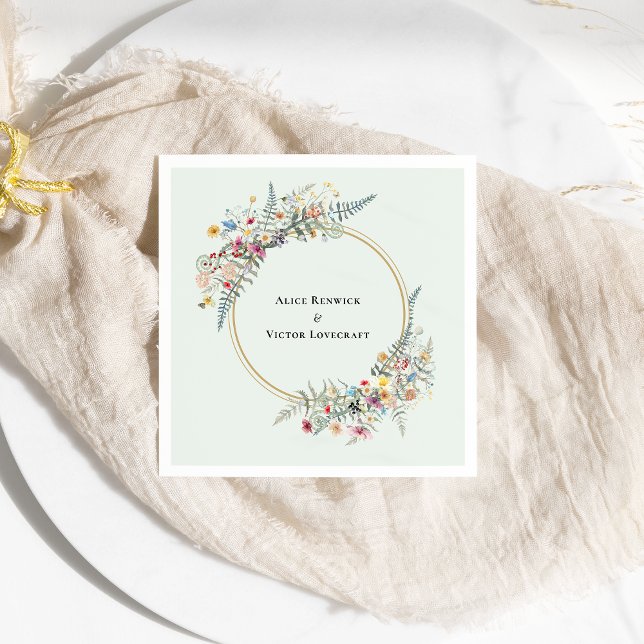 Serviette En Papier Fleur sauvage Boho Fern Mint Mariage vert (Créateur téléchargé)