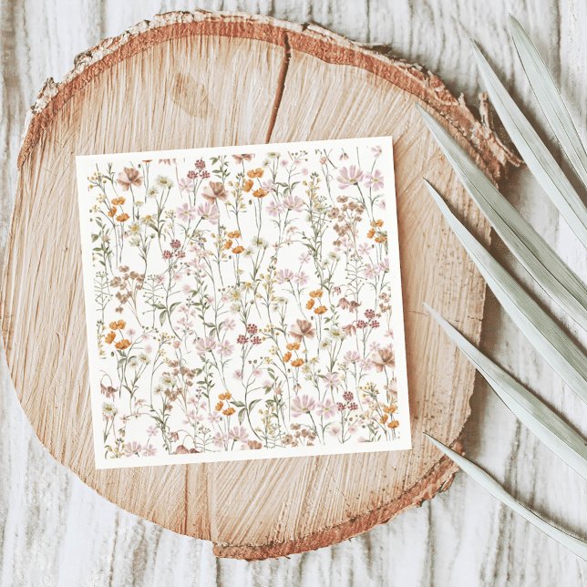Serviette En Papier Fleur sauvage Boho Mariage Dans Bloom Garden (Créateur téléchargé)